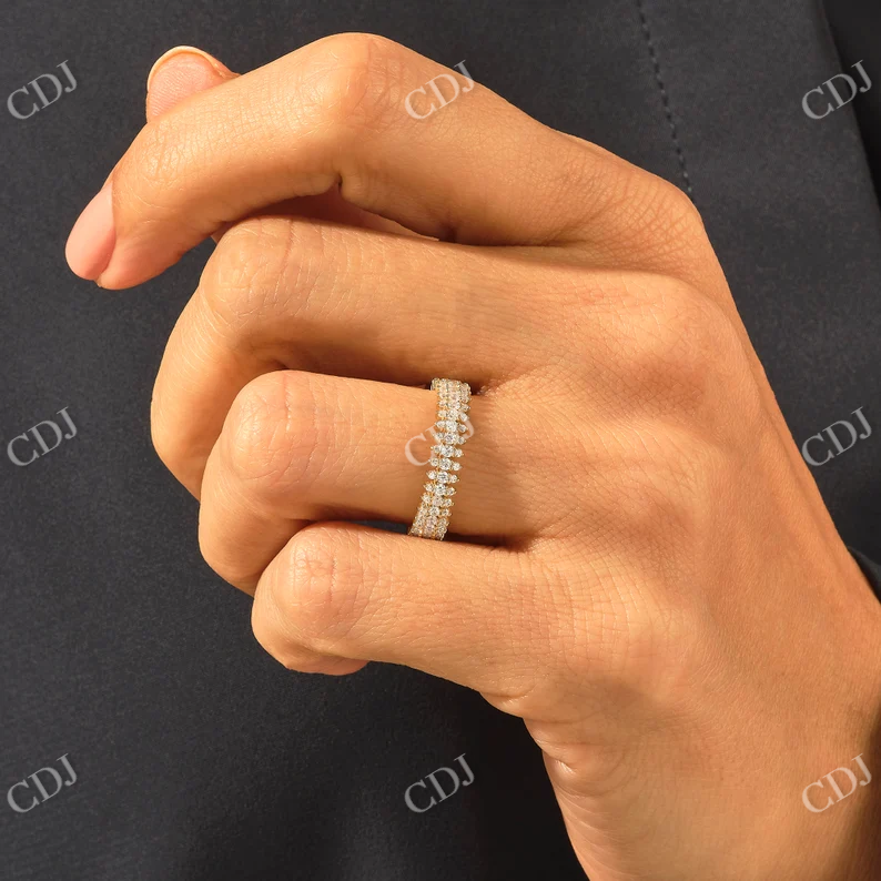 0.55CTW Minimalist Antique Half Eternity Diamond Wedding Band  customdiamjewel   