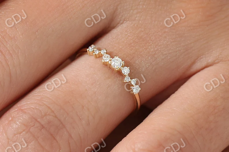 0.23CTW Zig Zag Cluster Round Diamond Gold Wedding Band  customdiamjewel   