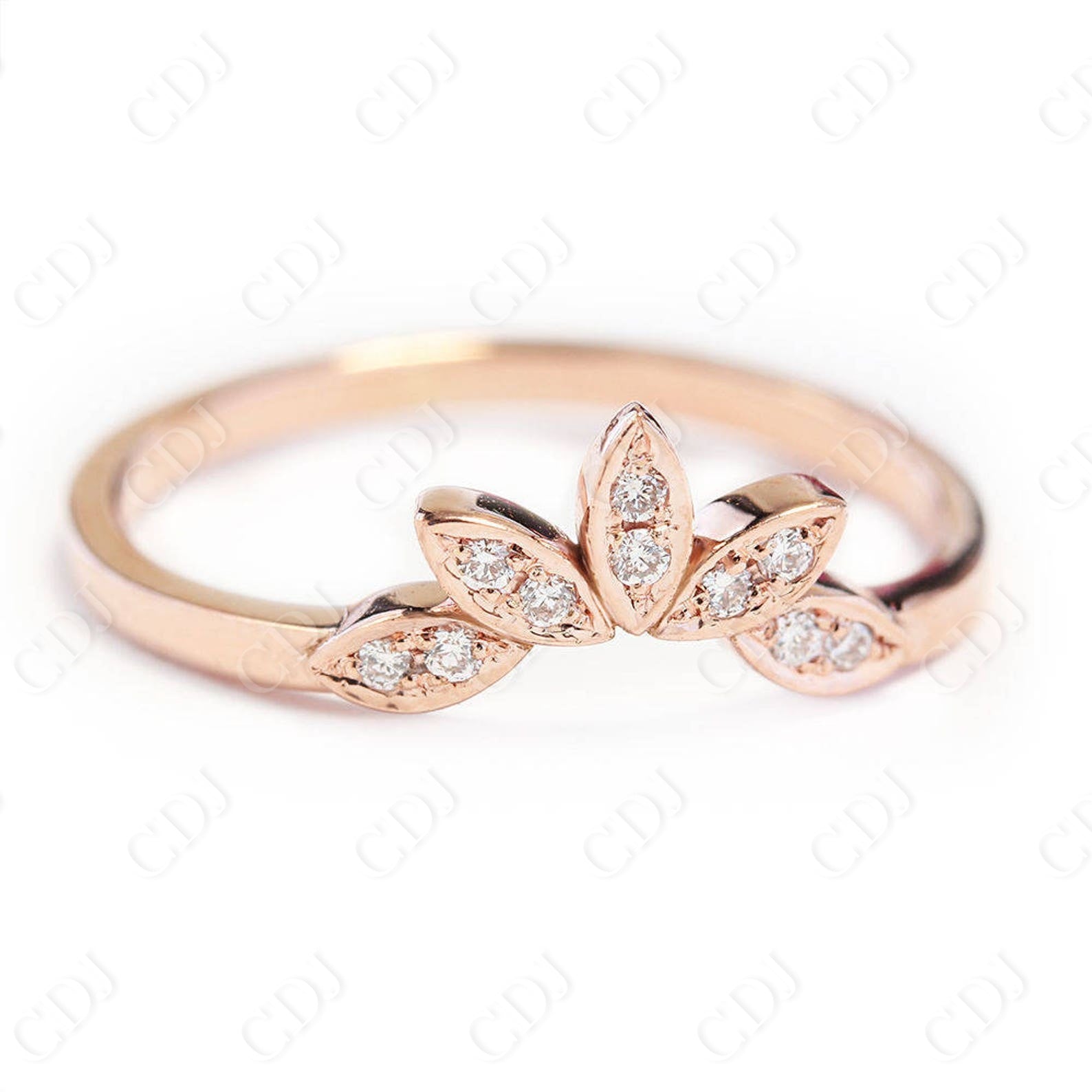 0.18CTW Marquise And Round Cut Natural Diamond Curved Wedding Band  customdiamjewel   