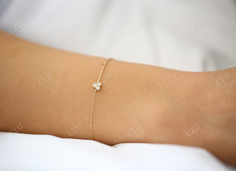 14k Gold Bezel Setting Lab Grown Diamond Bracelet  customdiamjewel   