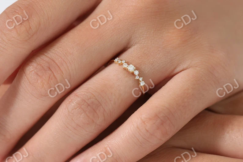 0.23CTW Zig Zag Cluster Round Diamond Gold Wedding Band  customdiamjewel   