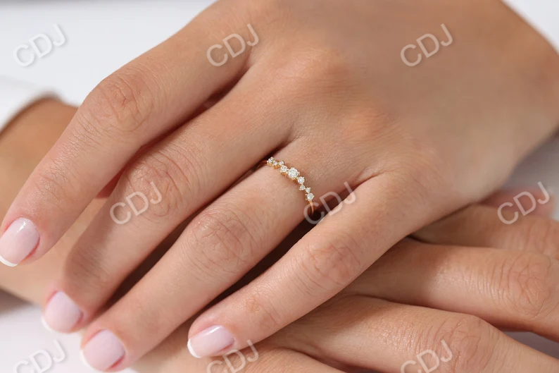 0.23CTW Zig Zag Cluster Round Diamond Gold Wedding Band  customdiamjewel   