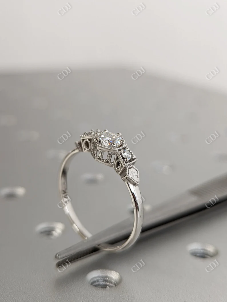 0.5CT Vintage  Moissanite Art Deco Wedding Ring  customdiamjewel   