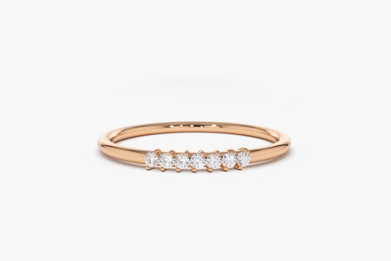 0.10CTW Round Cut Stackable Minimalist Women's Natural Diamond Band  customdiamjewel 10KT Rose Gold VVS-EF