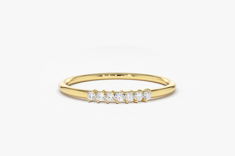 0.10CTW Round Cut Stackable Minimalist Women's Natural Diamond Band  customdiamjewel 10KT Yellow Gold VVS-EF