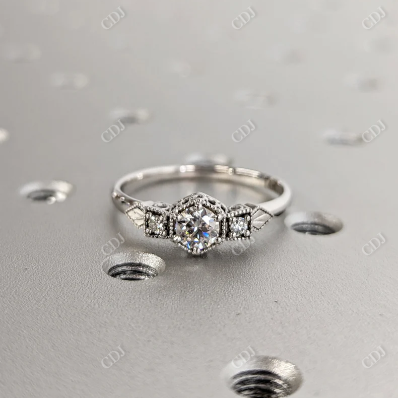 0.5CT Vintage  Moissanite Art Deco Wedding Ring  customdiamjewel 10KT White Gold VVS-EF