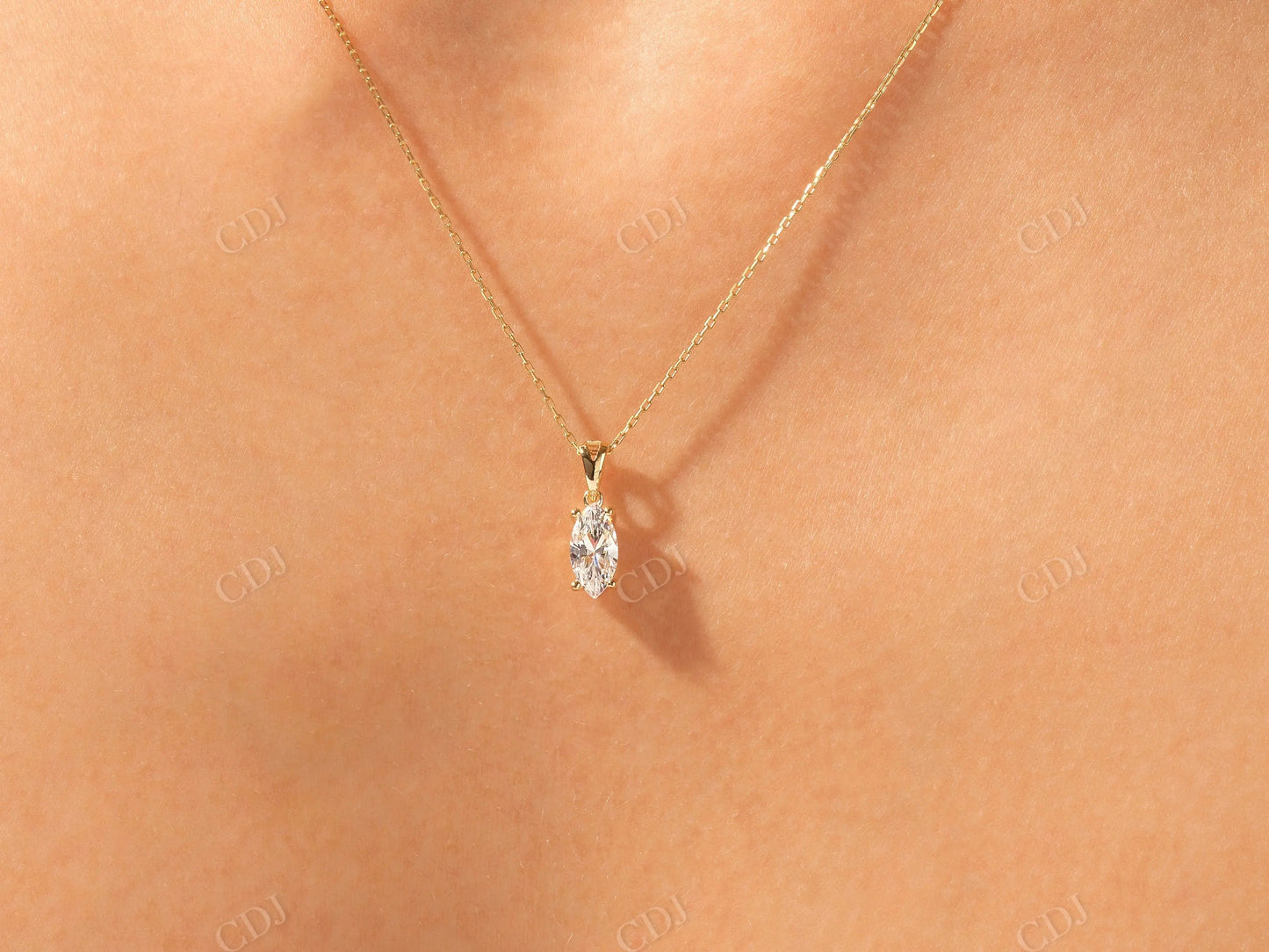 1.0CTW Marquise Cut Moissanite Solitaire Necklace  customdiamjewel   