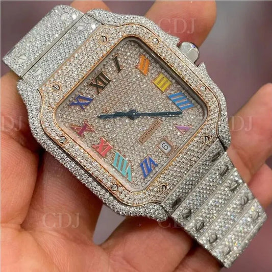 Top Sales Iced Out Two Tone Diamond Cartier Watch  customdiamjewel   