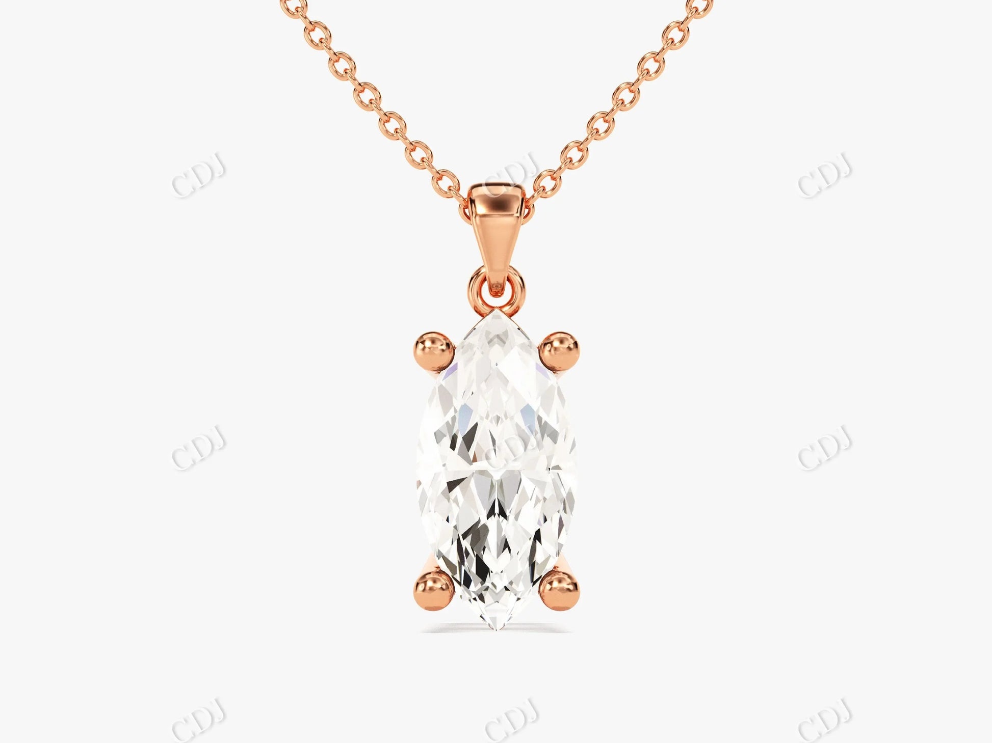 1.0CTW Marquise Cut Moissanite Solitaire Necklace  customdiamjewel 10KT Rose Gold VVS-EF