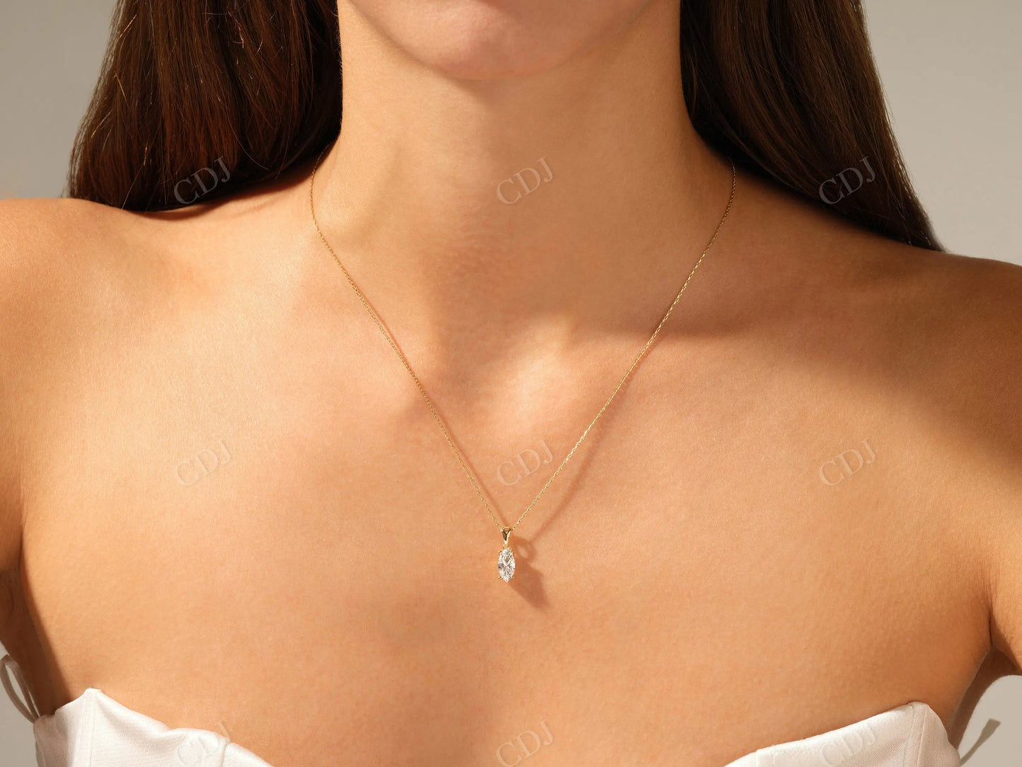 1.0CTW Marquise Cut Moissanite Solitaire Necklace  customdiamjewel   