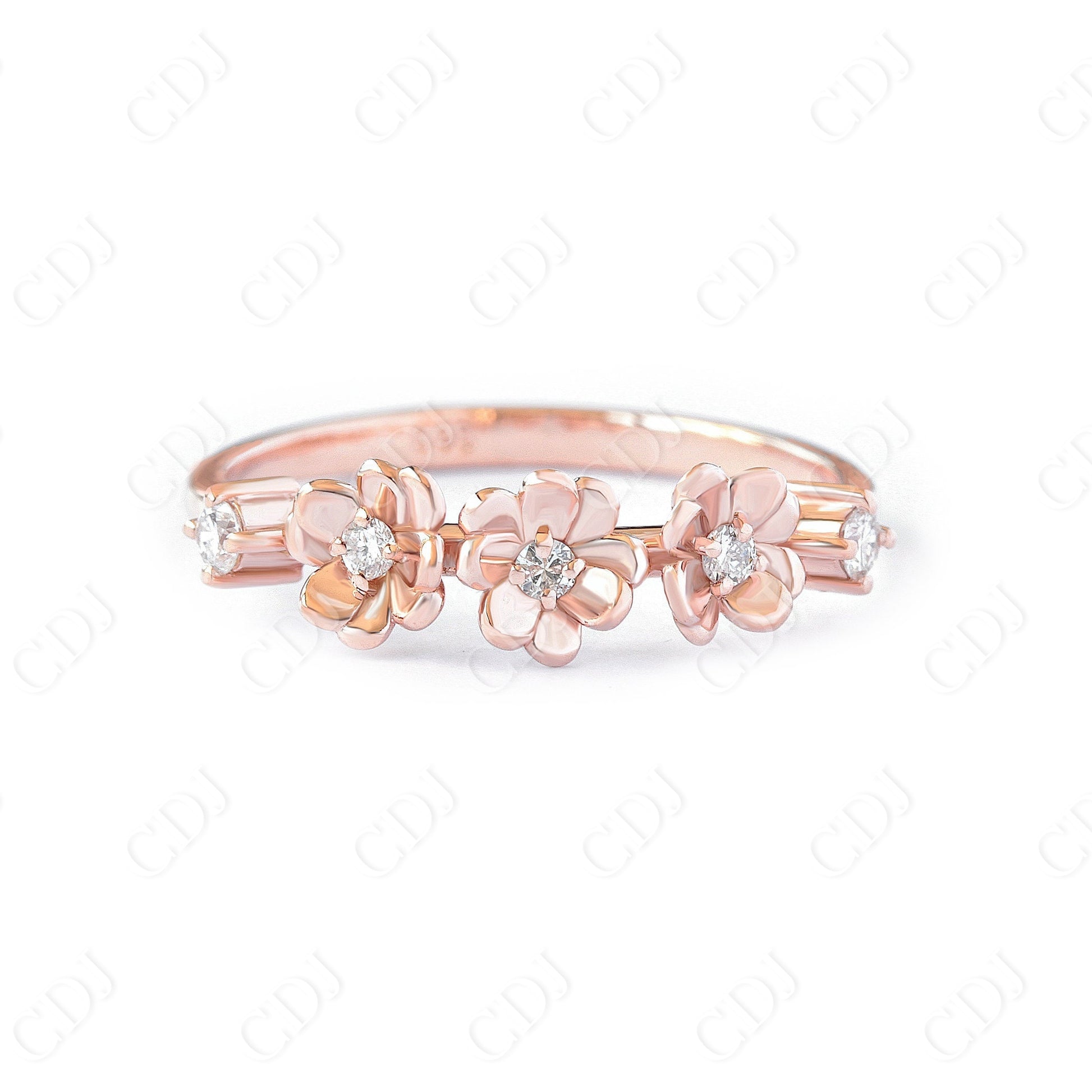 0.10CTW Flower Natural Diamond Wedding Ring  customdiamjewel 10KT Rose Gold VVS-EF