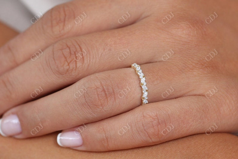 0.35CTW Alternating Marquise Round Lab Grown Diamond Wedding Band  customdiamjewel   