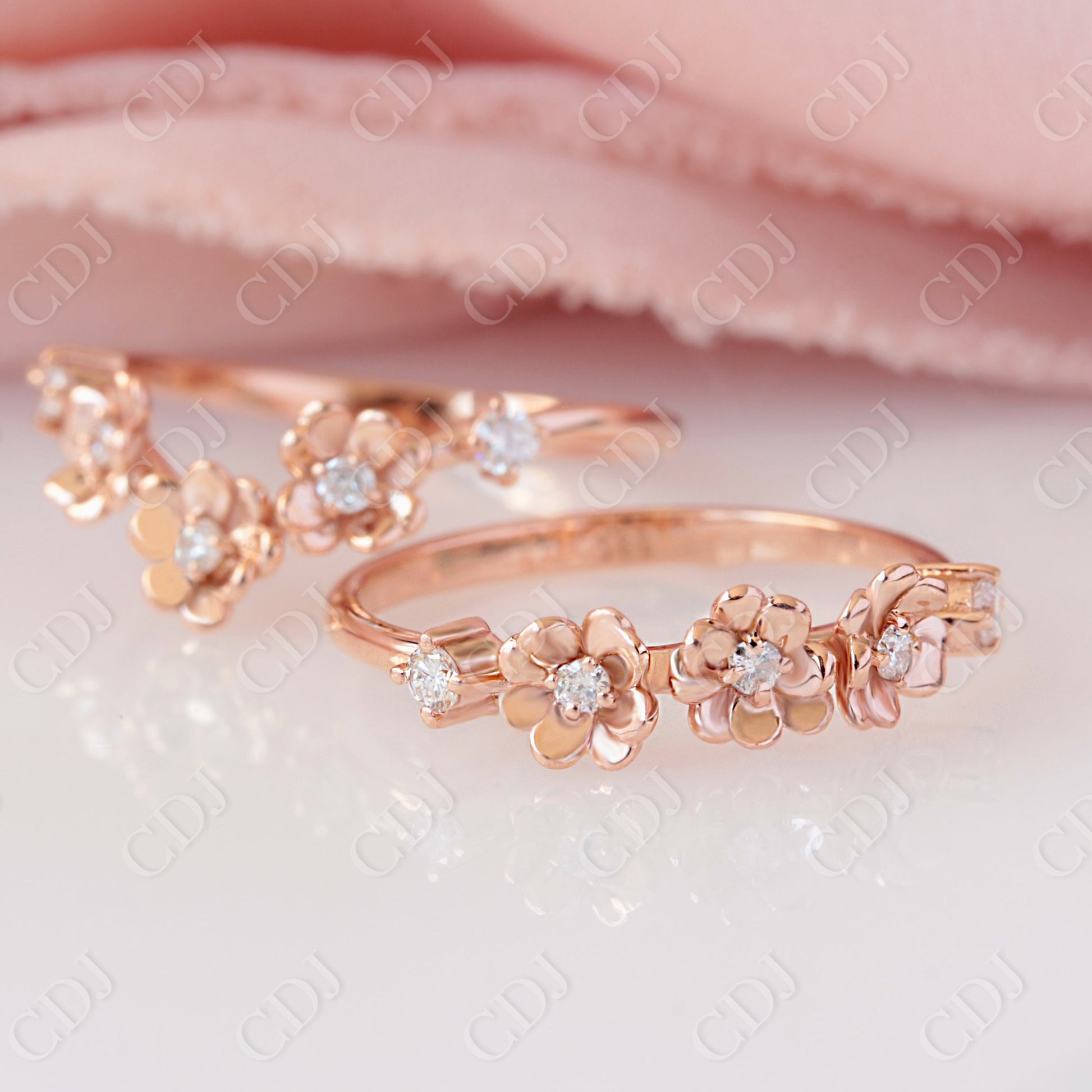 0.10CTW Flower Natural Diamond Wedding Ring  customdiamjewel   