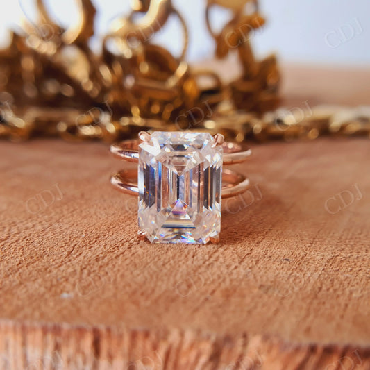 5.12CT Emerald Cut Moissanite Engagement Ring  customdiamjewel   