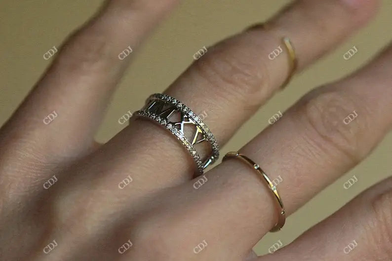 0.50CTW Full Eternity Diamond Roman Numerals Double Band Ring  customdiamjewel   