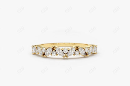 0.35CTW Alternating Marquise Round Lab Grown Diamond Wedding Band  customdiamjewel Sterling Silver Yellow Gold VVS-EF