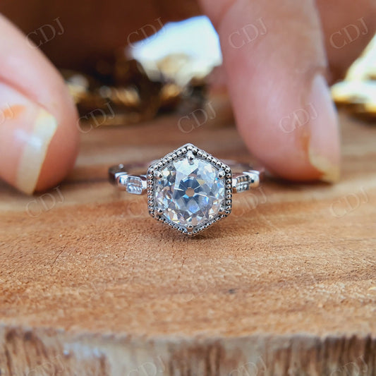 1.30CT Old European Round Cut Moissanite Engagement Ring  customdiamjewel   