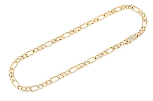 Diamond Figaro Link Chain Hip Hop Necklace  customdiamjewel   