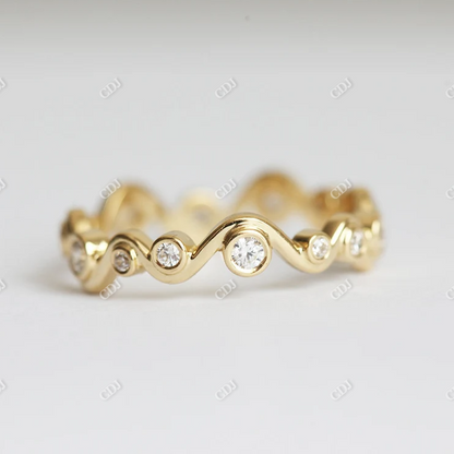 0.28CTW Round Cut Diamond Wave Full Eternity Wedding Band  customdiamjewel 10KT Yellow Gold VVS-EF