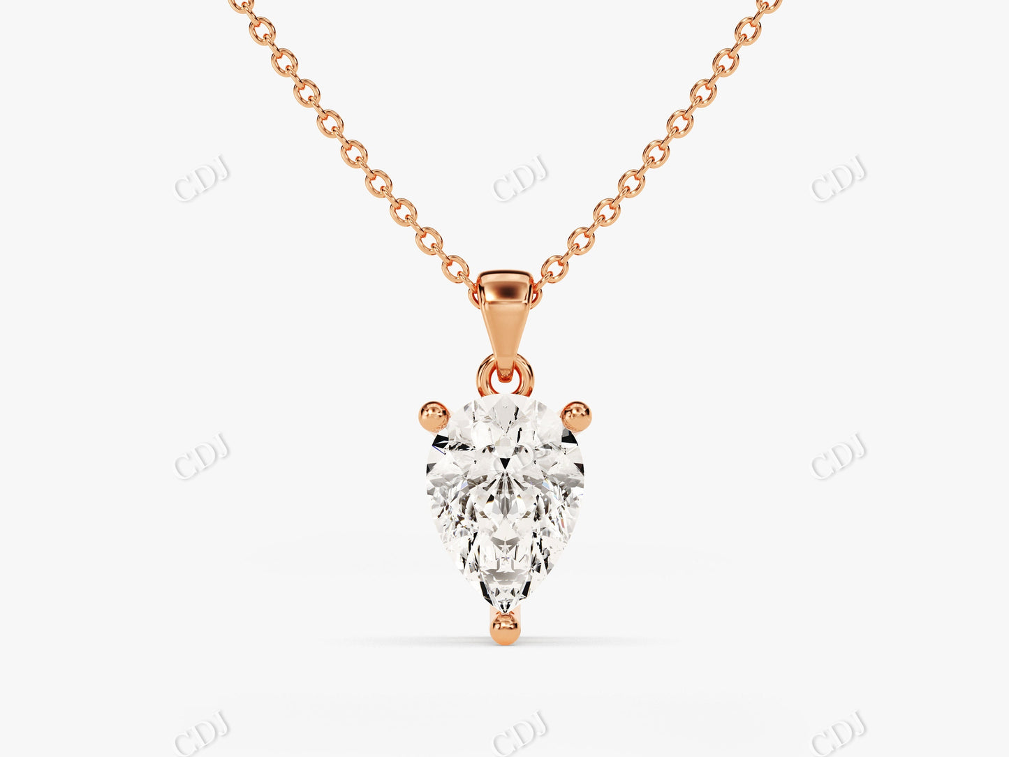 Pear Shaped Moissanite Single Diamond Necklace  customdiamjewel 10KT Rose Gold VVS-EF