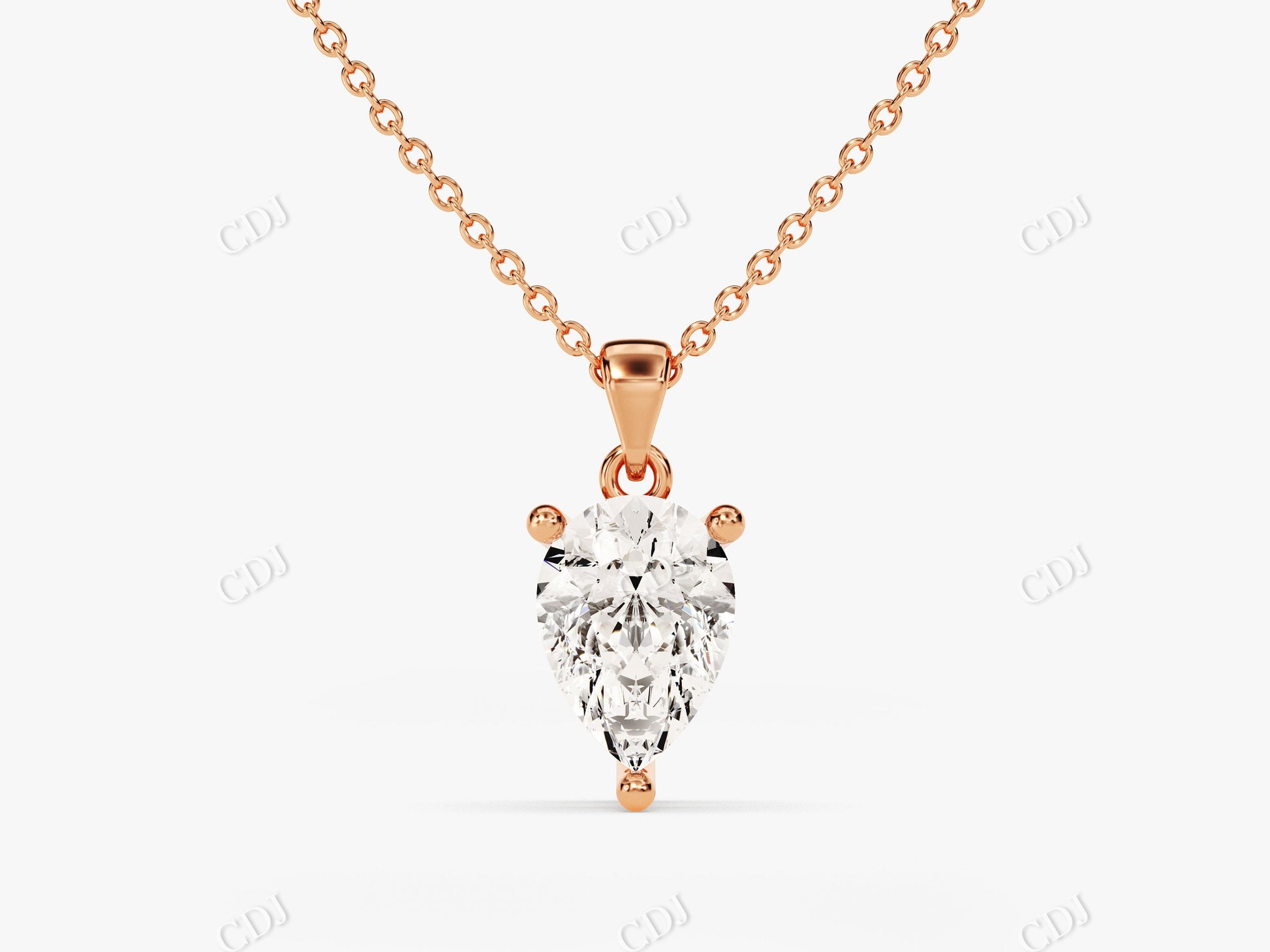 Pear Shaped Moissanite Single Diamond Necklace  customdiamjewel 10KT Rose Gold VVS-EF