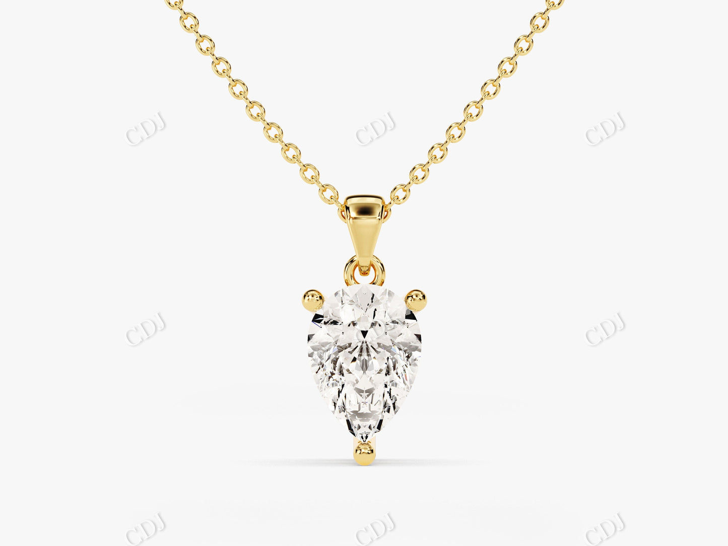 Pear Shaped Moissanite Single Diamond Necklace  customdiamjewel 10KT Yellow Gold VVS-EF