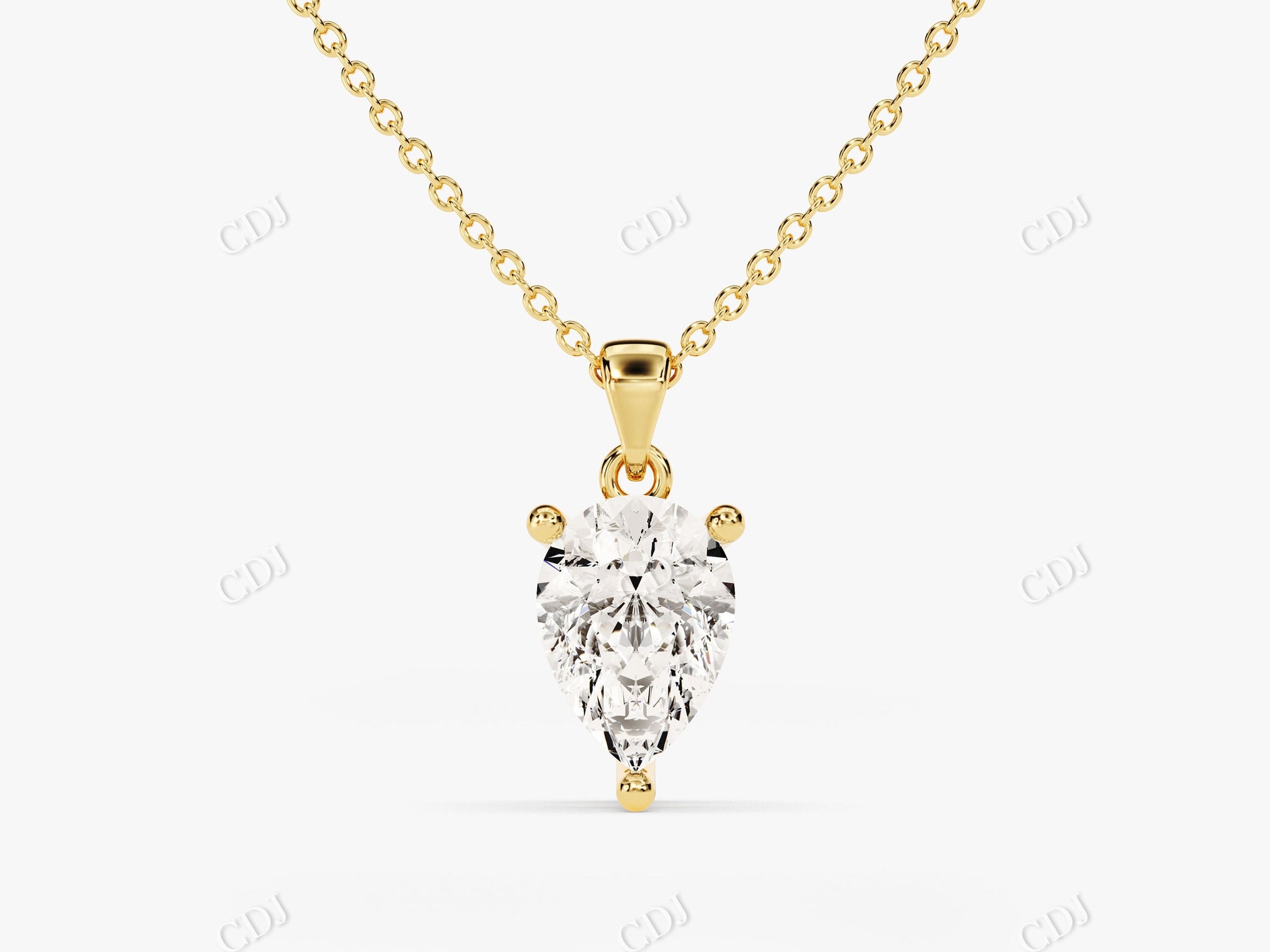 Pear Shaped Moissanite Single Diamond Necklace  customdiamjewel 10KT Yellow Gold VVS-EF