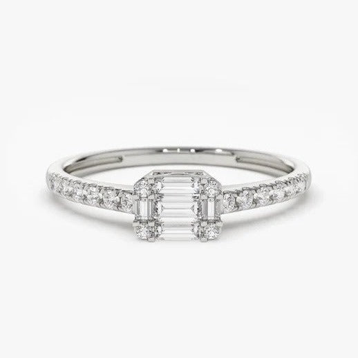 0.33CTW East West Baguette Lab Grown Wedding Ring  customdiamjewel 10KT White Gold VVS-EF