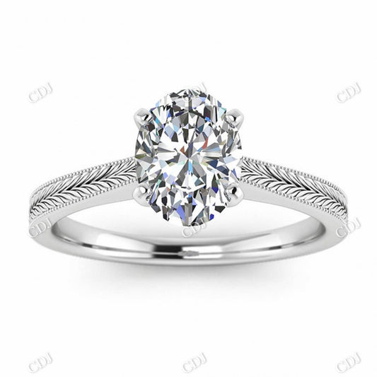 White Gold Milgraine Oval Moissanite Solitaire Engagement Ring  customdiamjewel 10KT White Gold VVS-EF