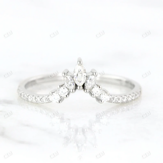 Alternating Marquise Round Lab Grown Diamond Wedding Band  customdiamjewel 10KT White Gold VVS-EF