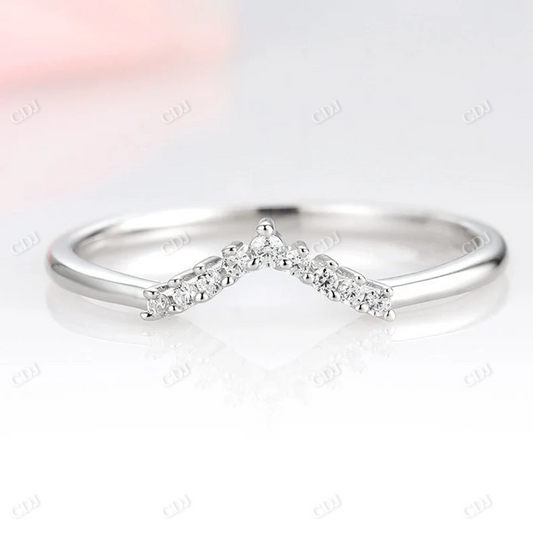 Petite V Shaped Lab Grown Diamond Chevron Wedding Band  customdiamjewel 10KT White Gold VVS-EF