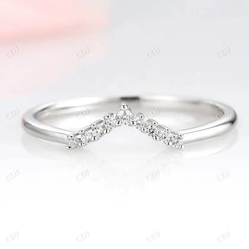 Curved V Shaped Petite Natural Diamond Wedding Band  customdiamjewel 10KT White Gold VVS-EF