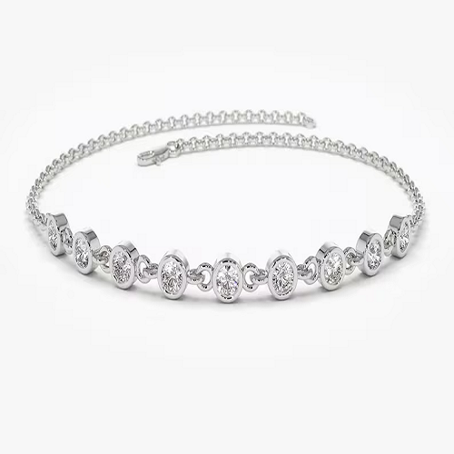 0.50CTW Round Bezel Set Diamond Bracelet  customdiamjewel 10 KT Solid Gold White Gold VVS-EF