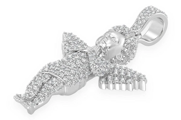 1.20CTW Praying Cherub Angle Diamond Pendant  customdiamjewel   