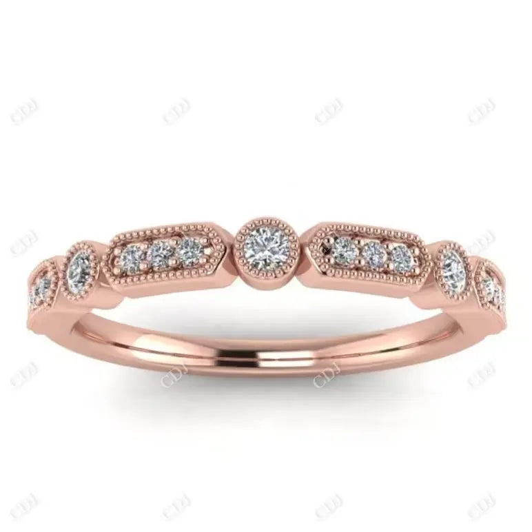 Vintage Miligrain 0.13CT Diamond Stackable Band  customdiamjewel 10 KT Rose Gold VVS-EF