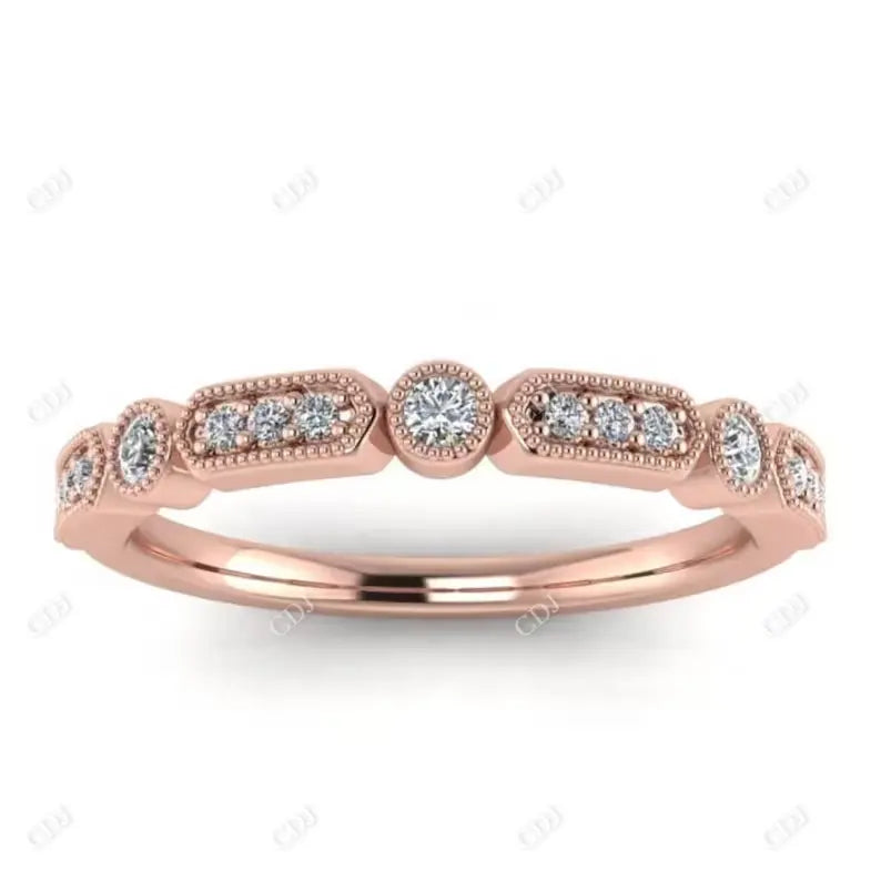 0.13CTW CVD Diamond Vintage Micro Pave Eternity Ring  customdiamjewel 10KT Rose Gold VVS-EF