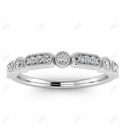 Vintage Miligrain 0.13CT Diamond Stackable Band  customdiamjewel 10 KT White Gold VVS-EF