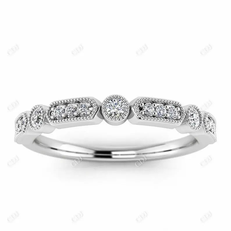 0.13CTW CVD Diamond Vintage Micro Pave Eternity Ring  customdiamjewel 10KT White Gold VVS-EF