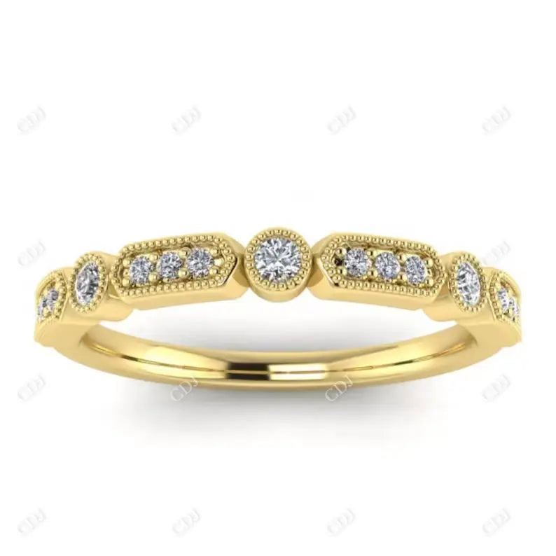 Vintage Miligrain 0.13CT Diamond Stackable Band  customdiamjewel 10 KT Yellow Gold VVS-EF