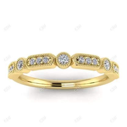 0.13CTW CVD Diamond Vintage Micro Pave Eternity Ring  customdiamjewel 10KT Yellow Gold VVS-EF