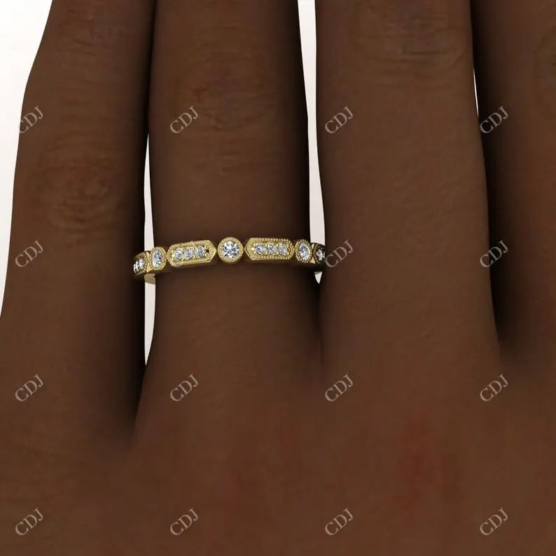 0.13CTW CVD Diamond Vintage Micro Pave Eternity Ring  customdiamjewel   