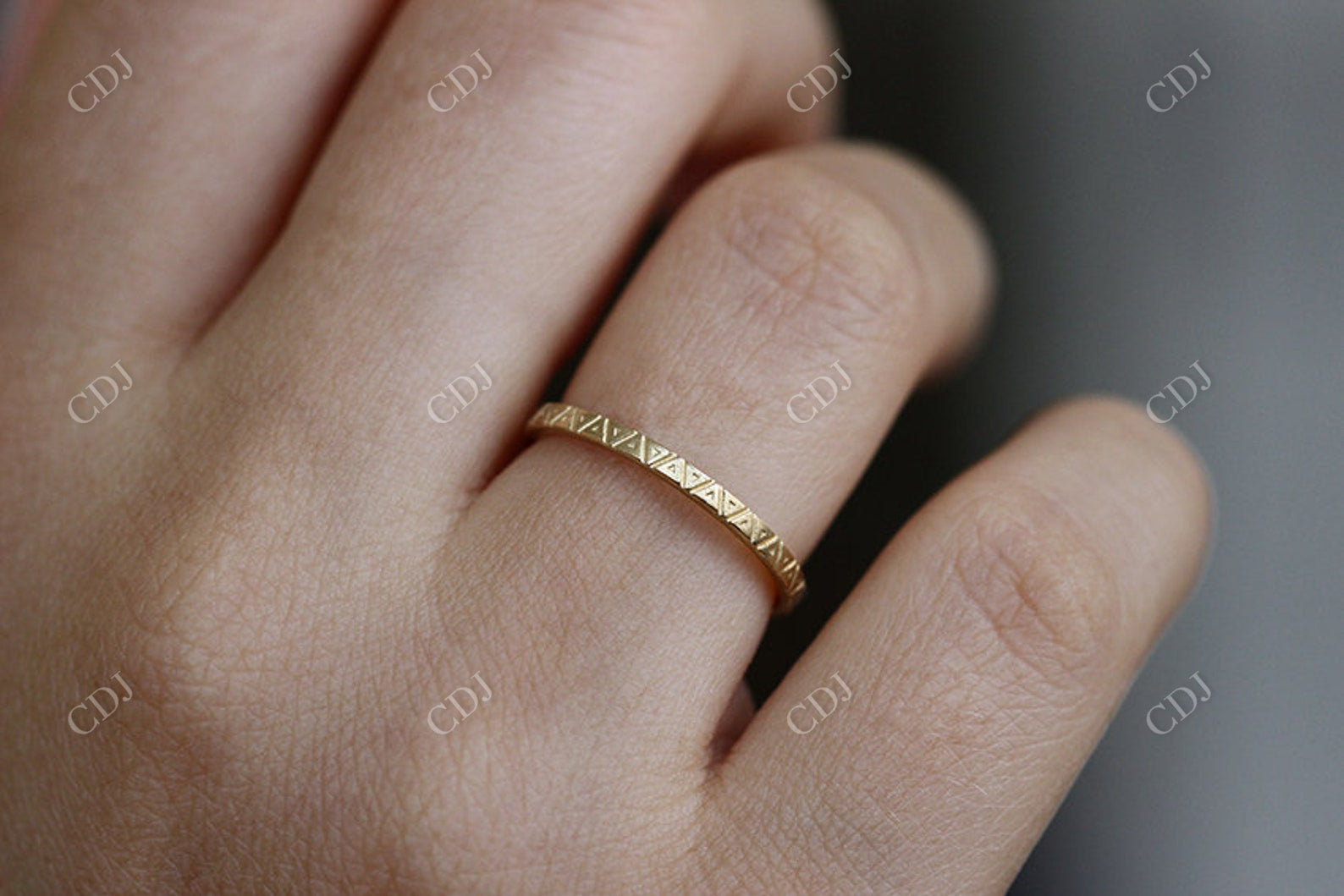 Dainty Engraved Solid Gold Wedding Band  customdiamjewel   