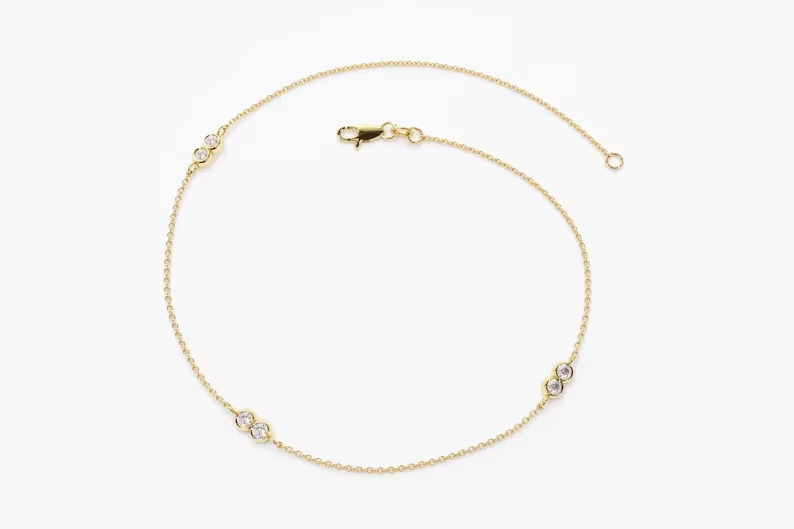 Gold Lab Grown Diamond Link Bracelet Women  customdiamjewel   