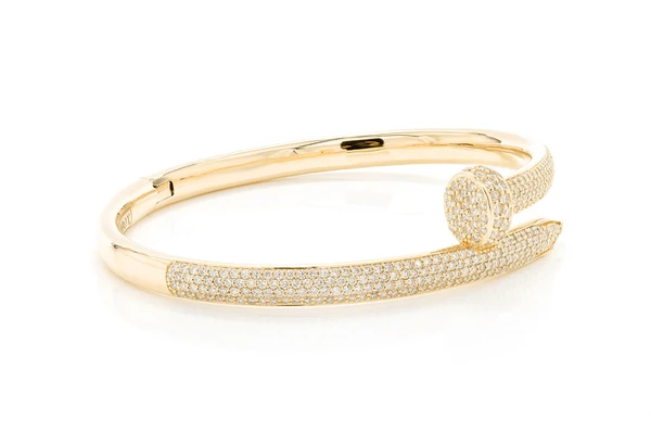 Micro Pave Diamond Nail Bangle Bracelet  customdiamjewel   