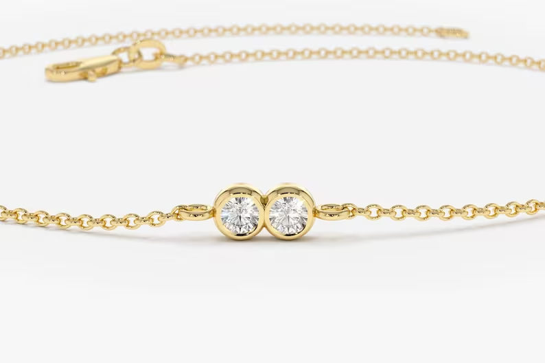 Gold Lab Grown Diamond Link Bracelet Women  customdiamjewel   