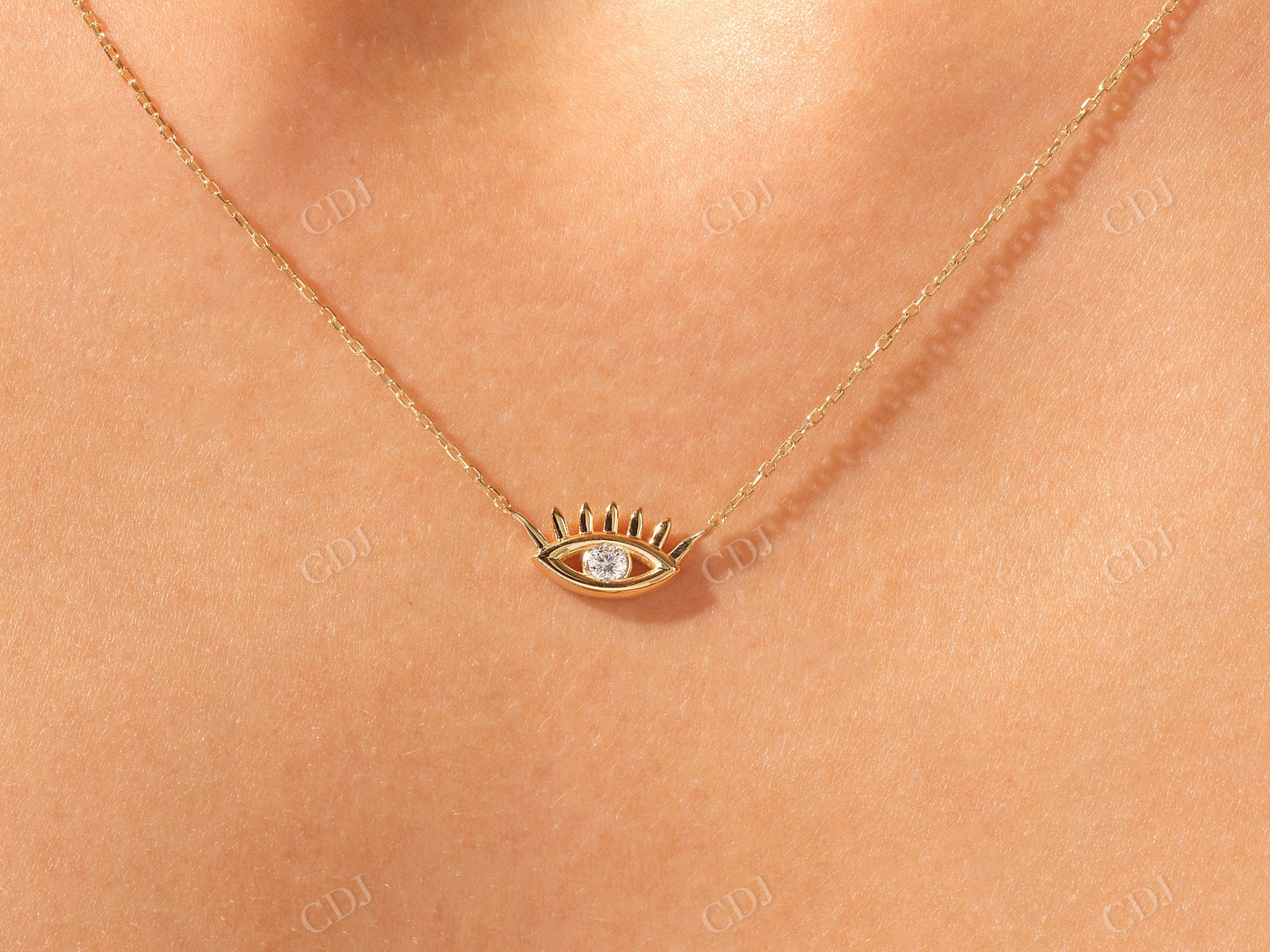 0.10CTW Round Shape Moissanite Evil Eye Necklace  customdiamjewel   