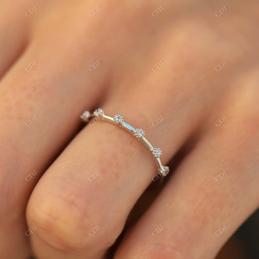 Stackable White Gold Moissanite Wedding Band  customdiamjewel   