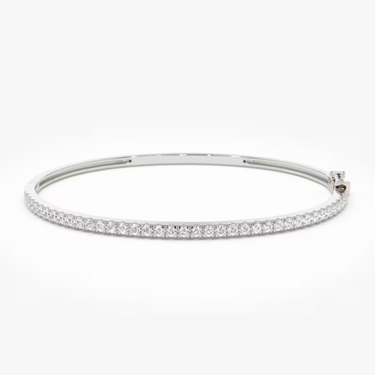 14k Gold Stacking Diamond Bangle Bracelet  customdiamjewel 10 KT Solid Gold White Gold VVS-EF