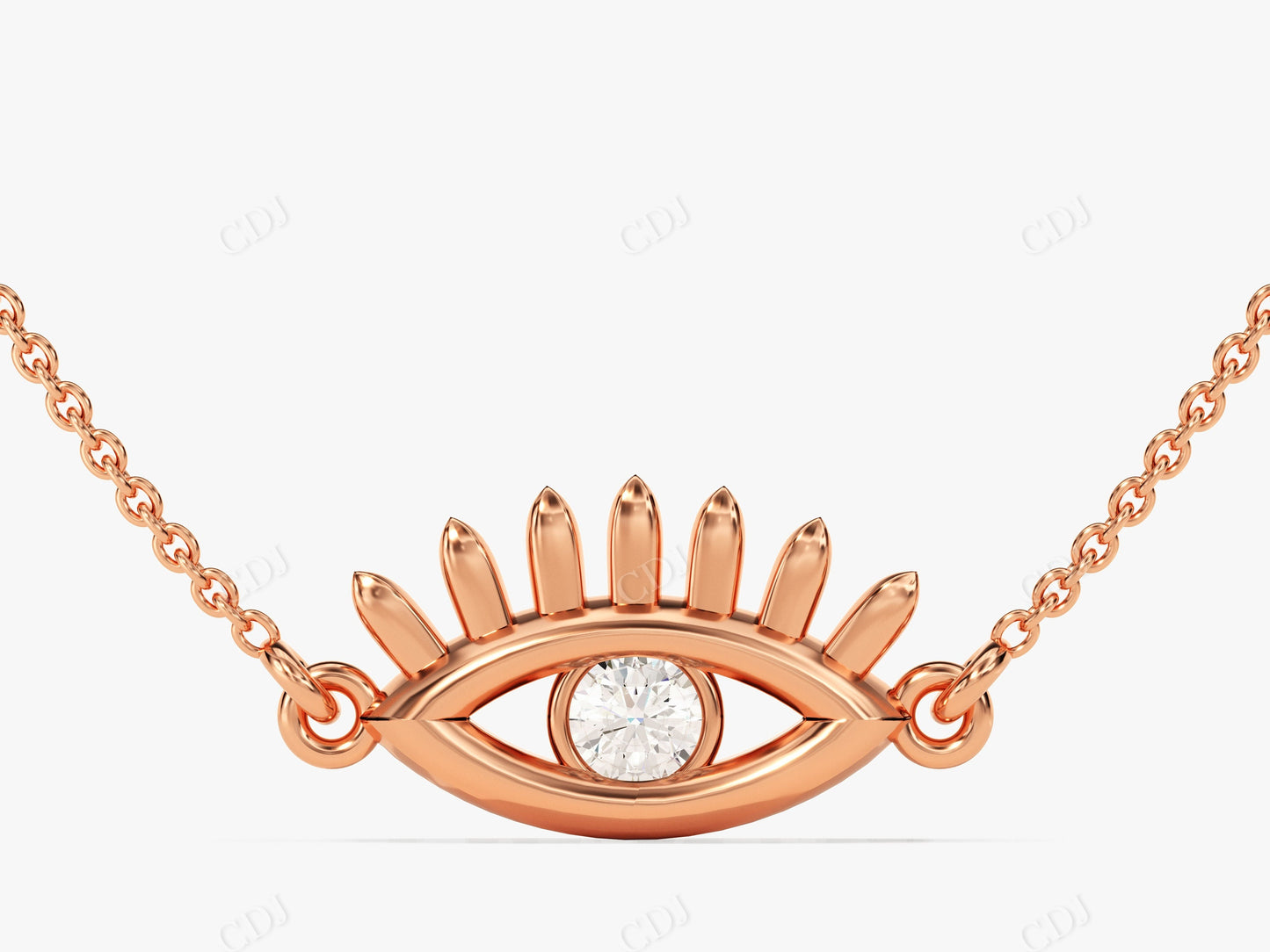 0.10CTW Round Shape Moissanite Evil Eye Necklace  customdiamjewel 10KT Rose Gold VVS-EF