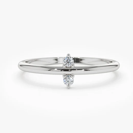 0.06CTW Unique  Lab Grown Diamonds Stackable Ring  customdiamjewel 10KT White Gold VVS-EF